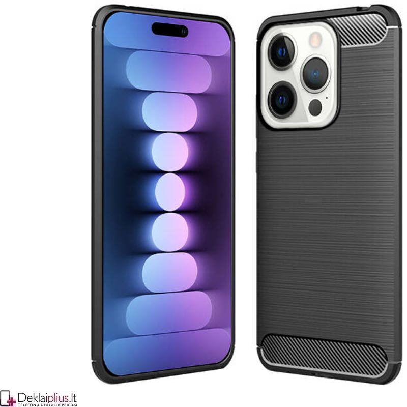 Carbon guminis dėklas - juodas (Apple Iphone 15 Pro Max) Carbon guminis dėklas - juodas (Apple Iphone 15 Pro Max)